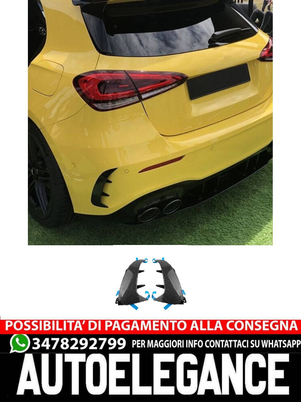 AMG LOOK AERO FLAPS CARBON posteriore per Mercedes Classe A W177 AUTOELEGANCERICAMBI