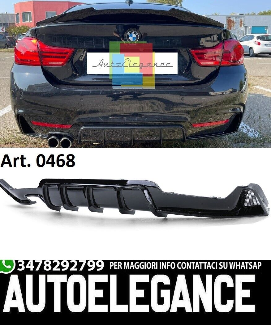 SPOILER POSTERIORE PARAURTI M4 DIFFUSORE NERO LUCIDO BMW 4 F32 F33 F36 ABS TOP 0