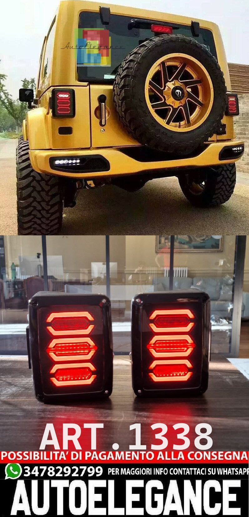 COPPIA FARI POSTERIORI FULL LED FUME ADATTI PER JEEP WRANGLER JK 2007-2016 AUTOELEGANCERICAMBI