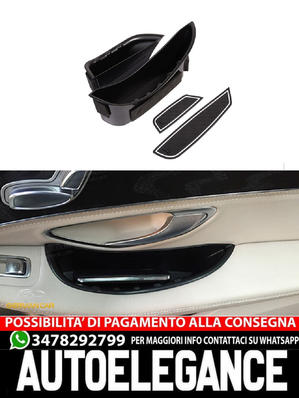 For Mercedes W205 C and X253 GLC rear door storage box 