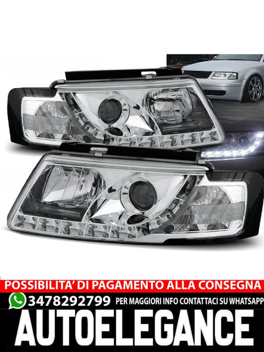 FARI ANTERIORI DAYLIGHT CHROME ADATTI PER VW PASSAT B5 3B 11.96-08.00