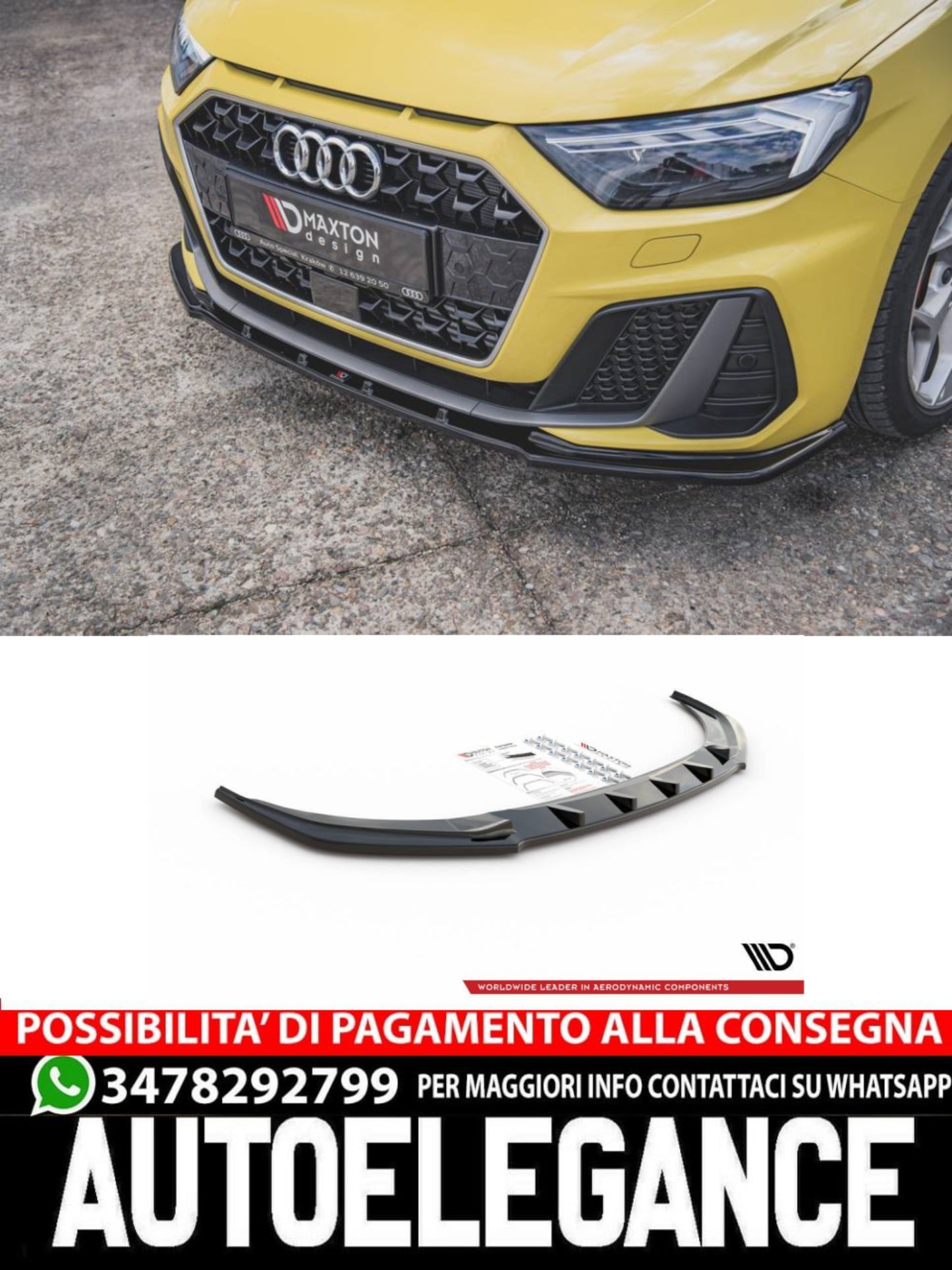 SPLITTER ANTERIORE adatto per V.1 AUDI A1 S-LINE GB 2018 -