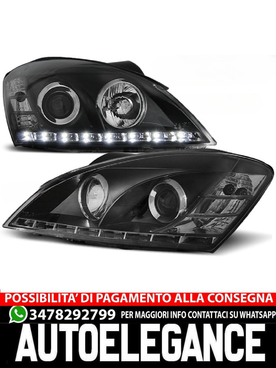 HEADLIGHTS SUITABLE FOR KIA CEED 09.06-08.09 BLACK DAYTIME LIGHT 