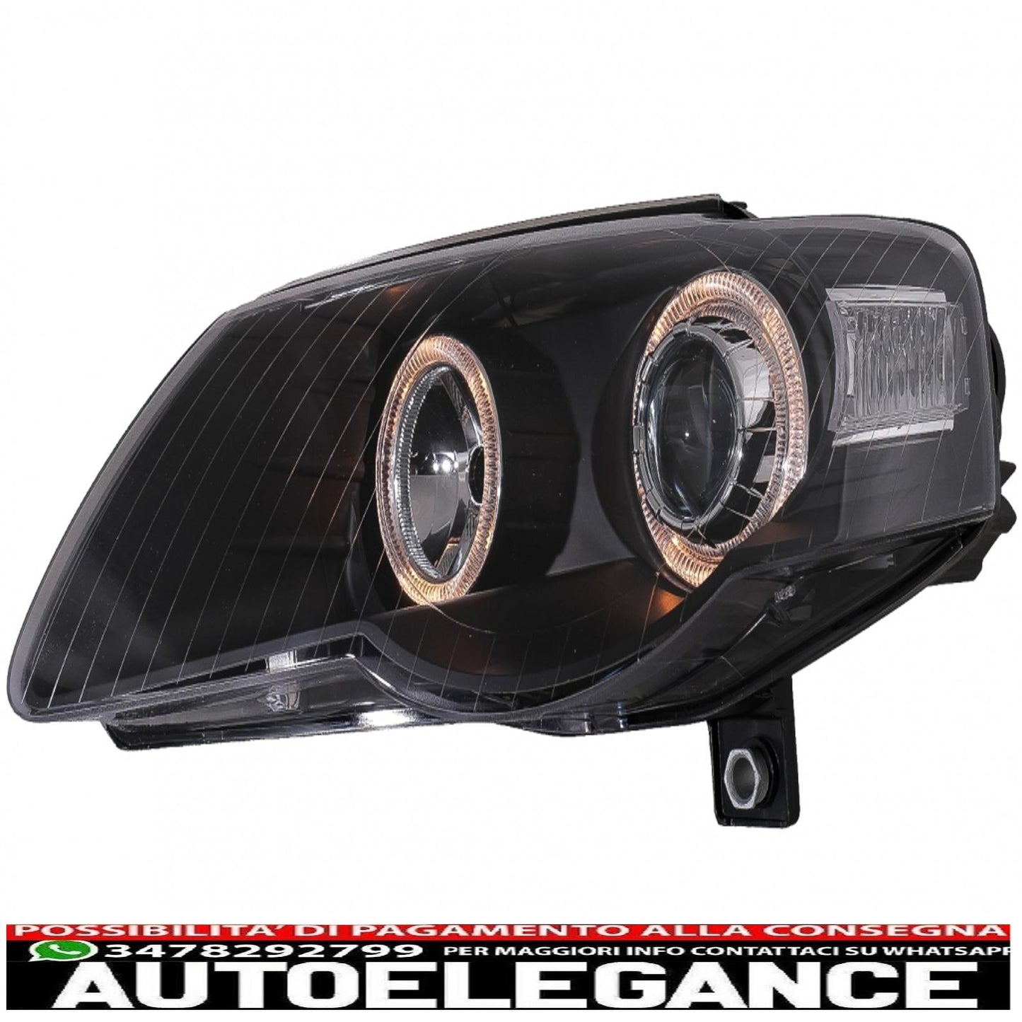 headlights suitable for vw passat b6 3c (03.2005-2010) 2 black halo rims 