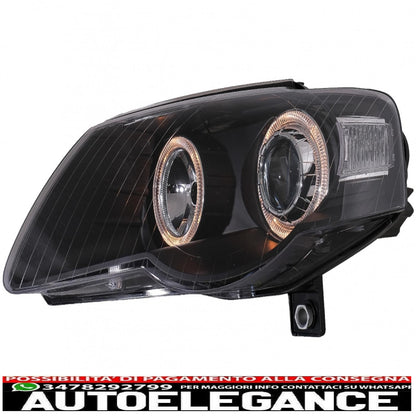 headlights suitable for vw passat b6 3c (03.2005-2010) 2 black halo rims 