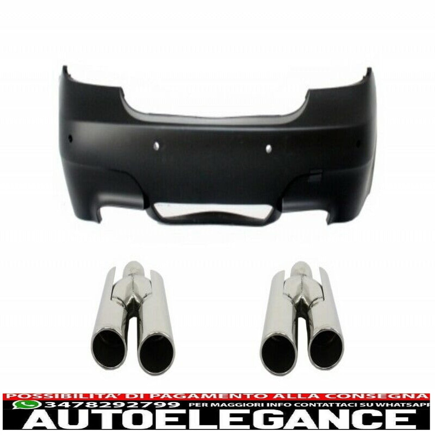 Rear bumper suitable for bmw 5 series e60 (2003-2007) m5 design with exhaust tips and trunk spoiler