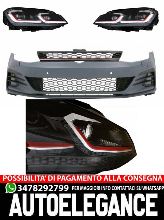 Front bumper suitable for VW Golf VII 7 (2013-2017) with LED headlights 