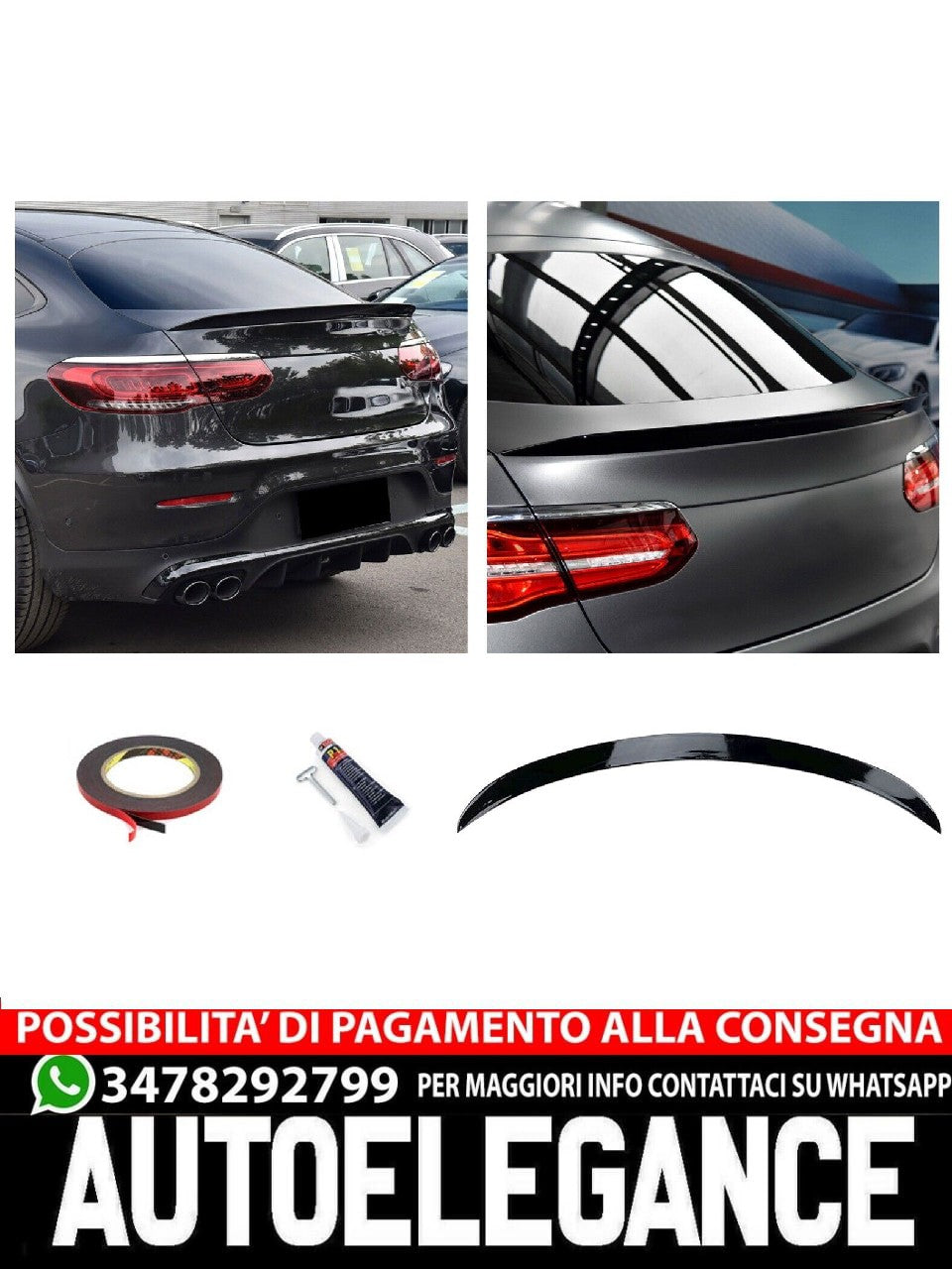 Suitable for MERCEDES C253 GLC Coupe REAR SPOILER LIP GLOSS BLACK 