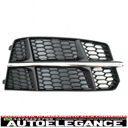 coperture inferiori della griglia del paraurti griglie laterali adatte per audi a6 c7 4g s-line facelift (2015-2018) nero cromato AUTOELEGANCERICAMBI
