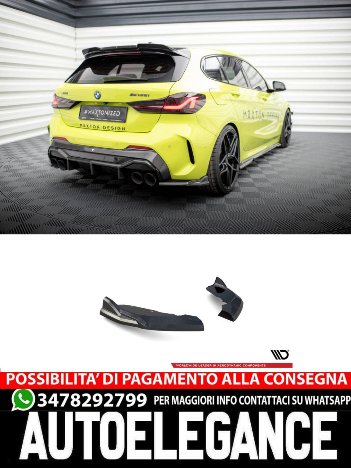 SPLITTER LATERALI POSTERIORI IN FIBRA DI CARBONIO ADATTO PER BMW 1 F40 M-PACK/ M135I  (2019- )