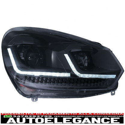 led headlights suitable for vw golf 6 (2008-2013) with g7.5 facelift black look smooth dynamic sequential cornering lights left hand drive