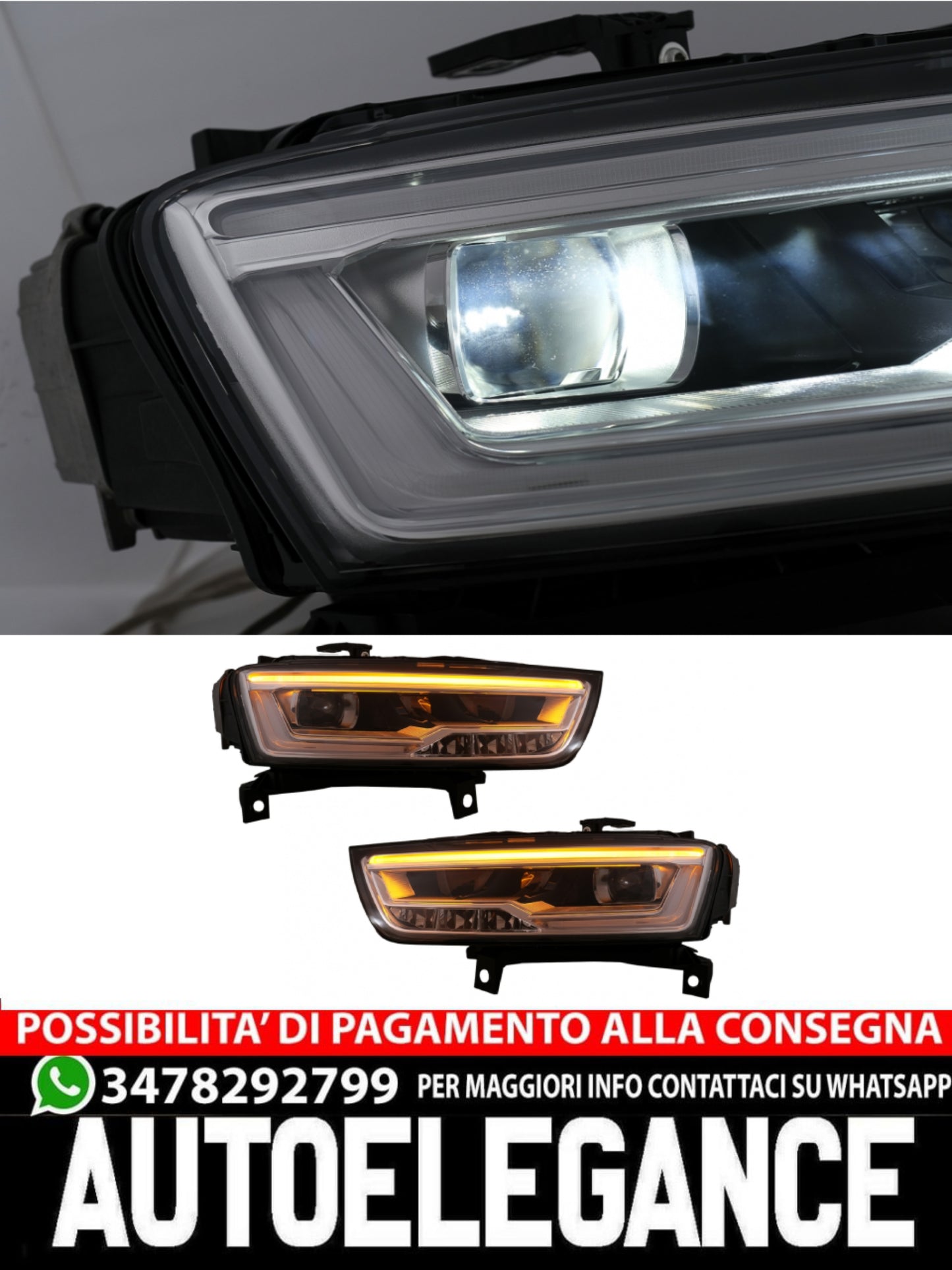 Full LED headlights suitable for Audi Q3 8U Facelift 2014-2017 Xenon to LED conversion 