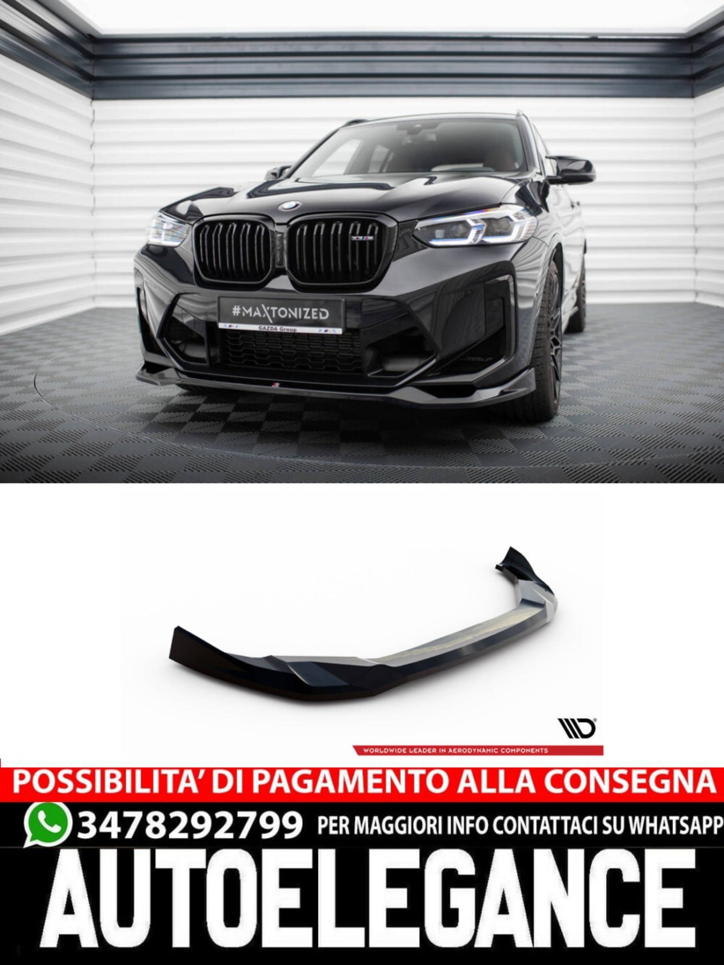 SPLITTER ANTERIORE adatto compatibile per  V.2 BMW X3 M F97 FACELIFT  (2021 - )