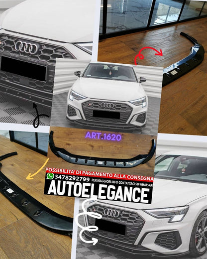 SPLITTER ANTERIORE ADATTO PER AUDI A3 S3 8Y 2020+ LOOK SPORTIVO