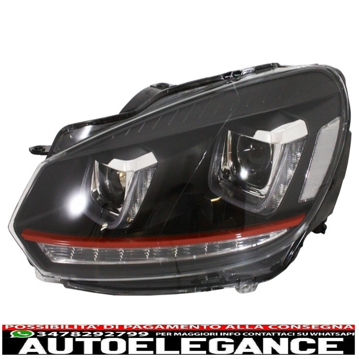 right hand drive headlights suitable for vw golf 6 vi (2008-2013) golf 7 3d led drl u-design led flowing light turning red stripe 