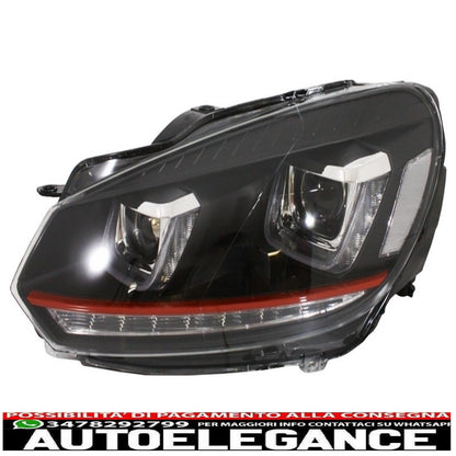 right hand drive headlights suitable for vw golf 6 vi (2008-2013) golf 7 3d led drl u-design led flowing light turning red stripe 