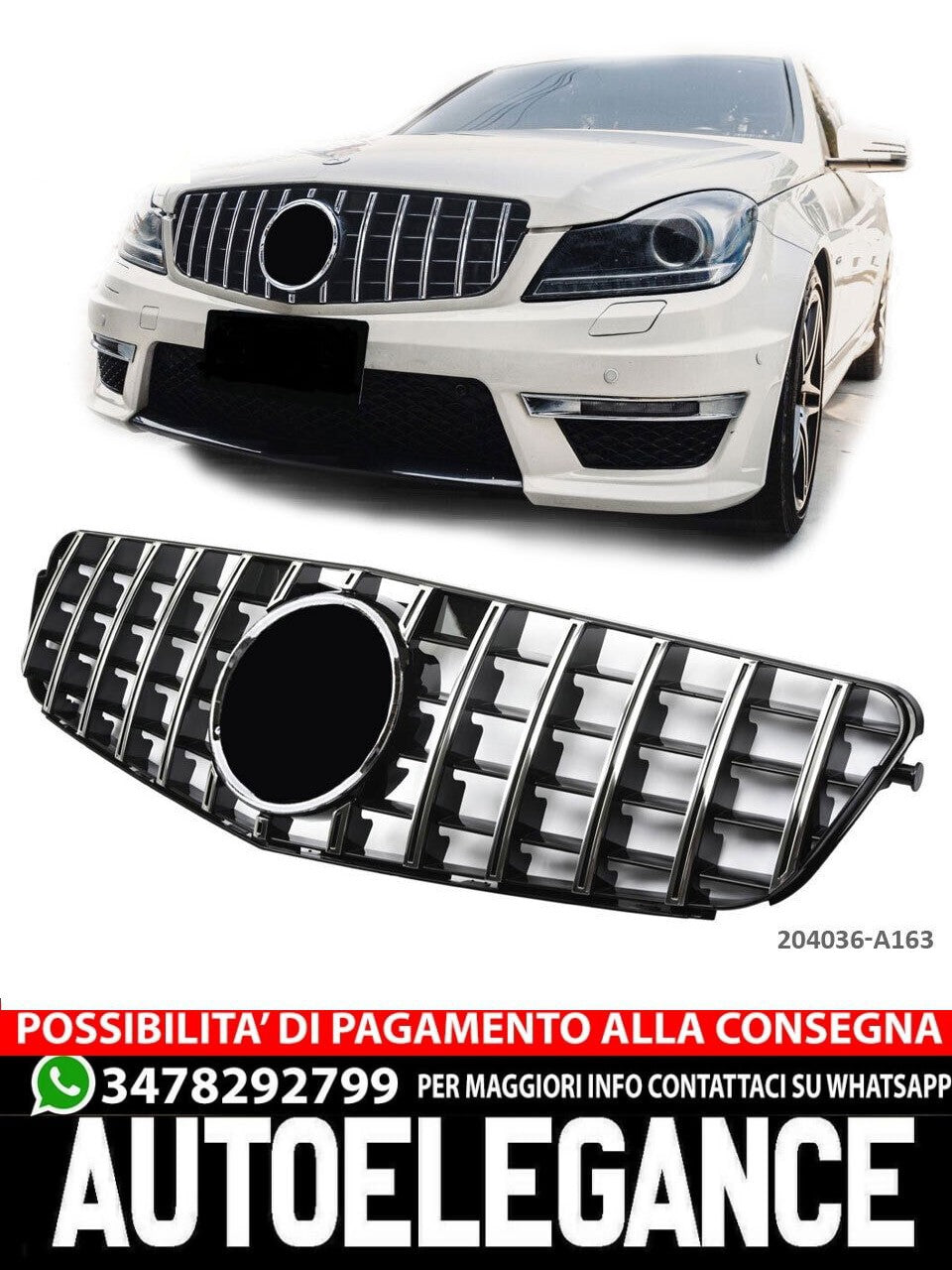 Griglia sportiva cromata per Mercedes W204 PANAMERICANA AMG GT GT-R OPTIK