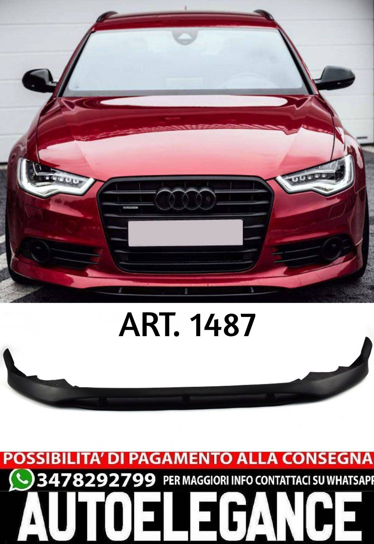 KIT ADATTO PER AUDI A6 4G C7 2011-2014 SOTTO PARAURTI ANTERIORE LOOK TUNING GREZZO + DIFFUSORE LOOK S6 GRIGIO PLATINO SATINATO