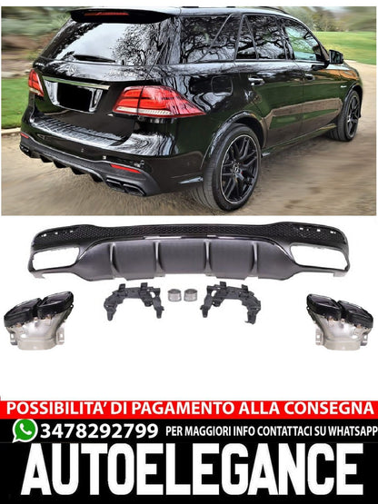 Per Mercedes W166 CLASSE GLE Diffusore + Paraurti Scarico 2x2 (NERO) GLE 63 AMG