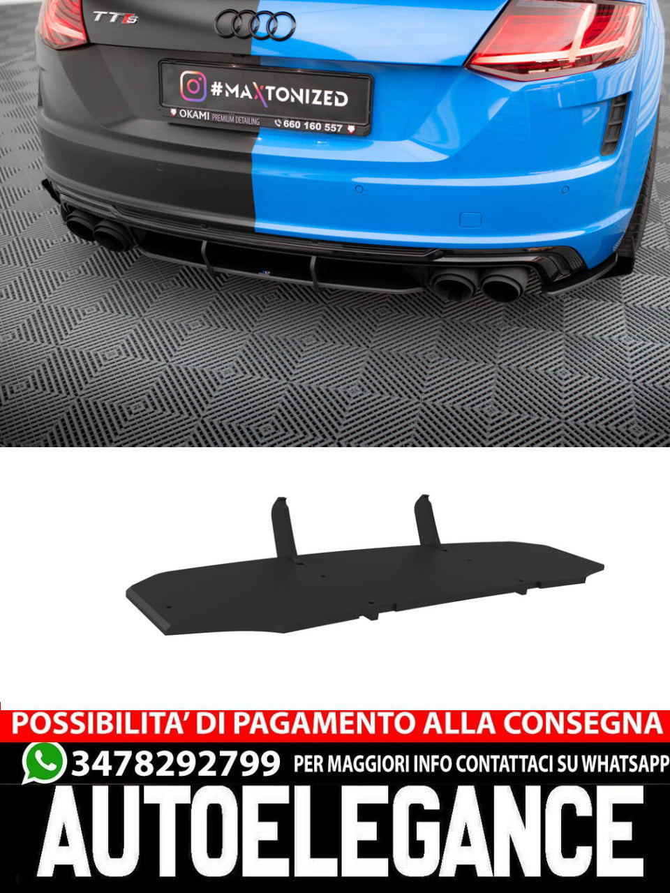 DIFFUSORE POSTERIORE STREET PRO adatto compatibile per AUDI TT S 8S (2014-2018)