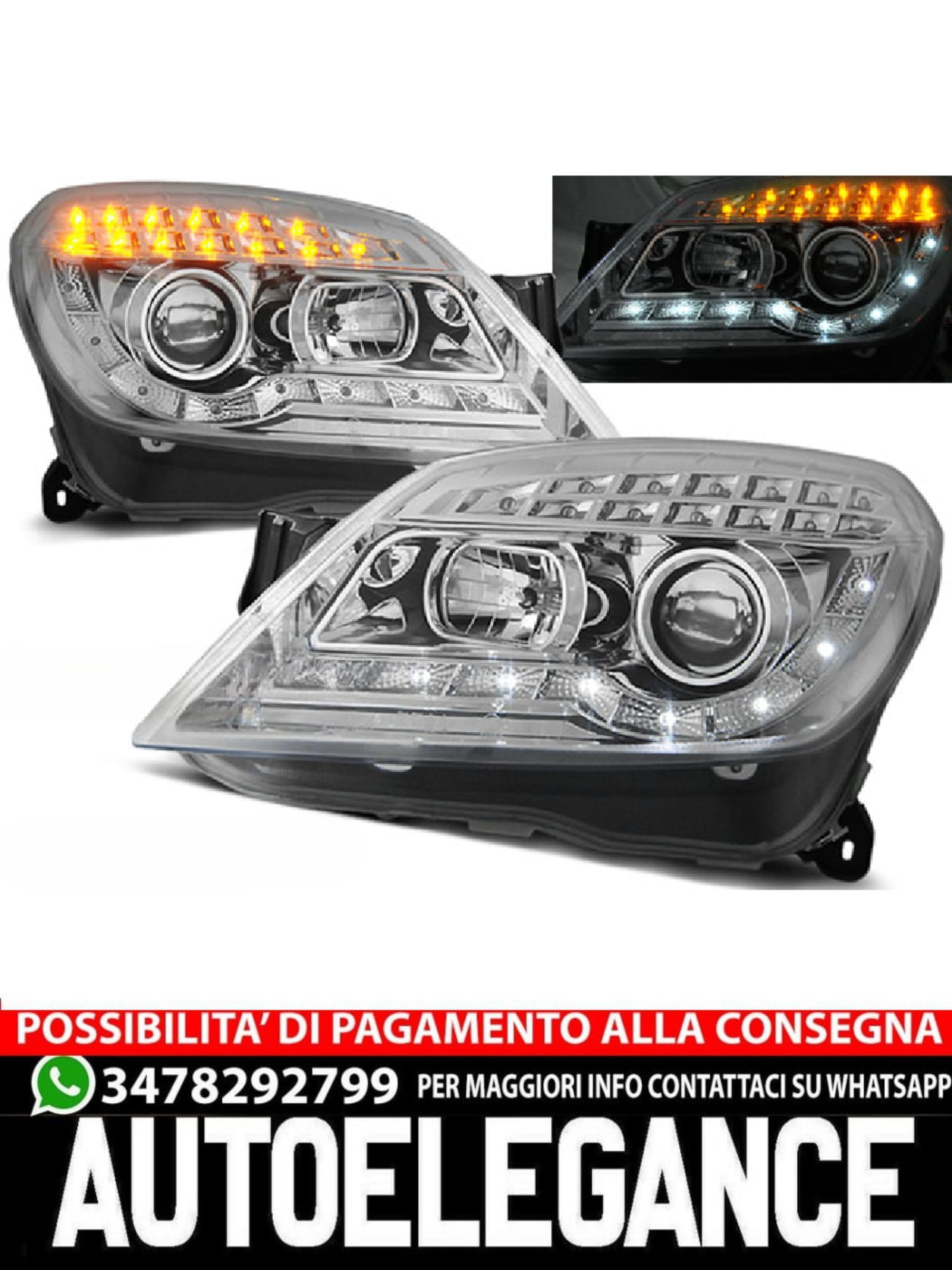 HEADLIGHTS SUITABLE FOR OPEL ASTRA H 03.04-10 DAYTIME LIGHT CHROME 