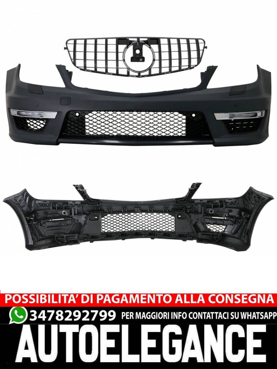 Paraurti anteriore adatto per Mercedes Classe C W204 (dal 2012) C63 Facelift