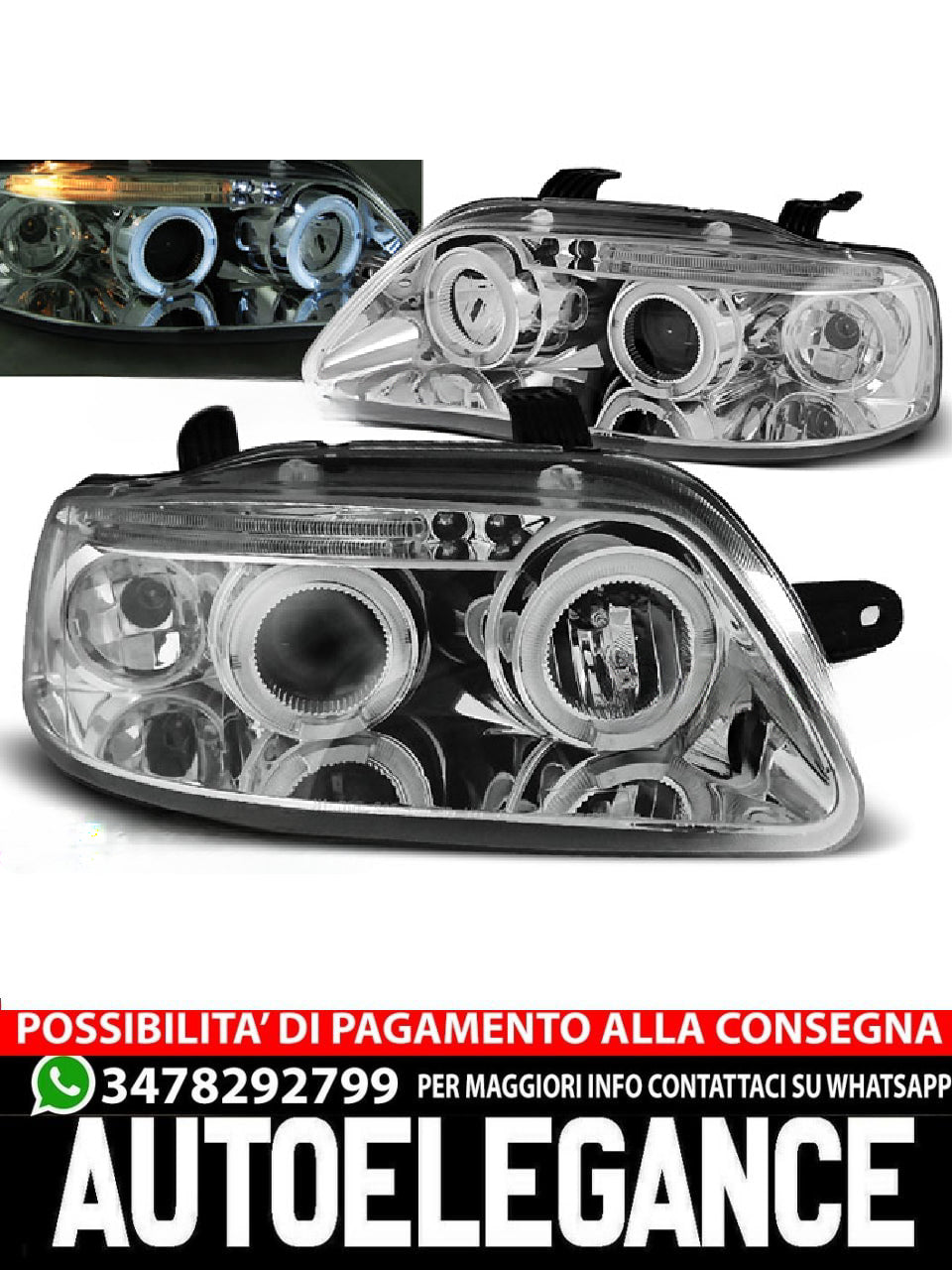 FARI ANGEL EYES ADATTI COMPATIBILI PER CHEVROLET AVEO 03-06 CROMATI