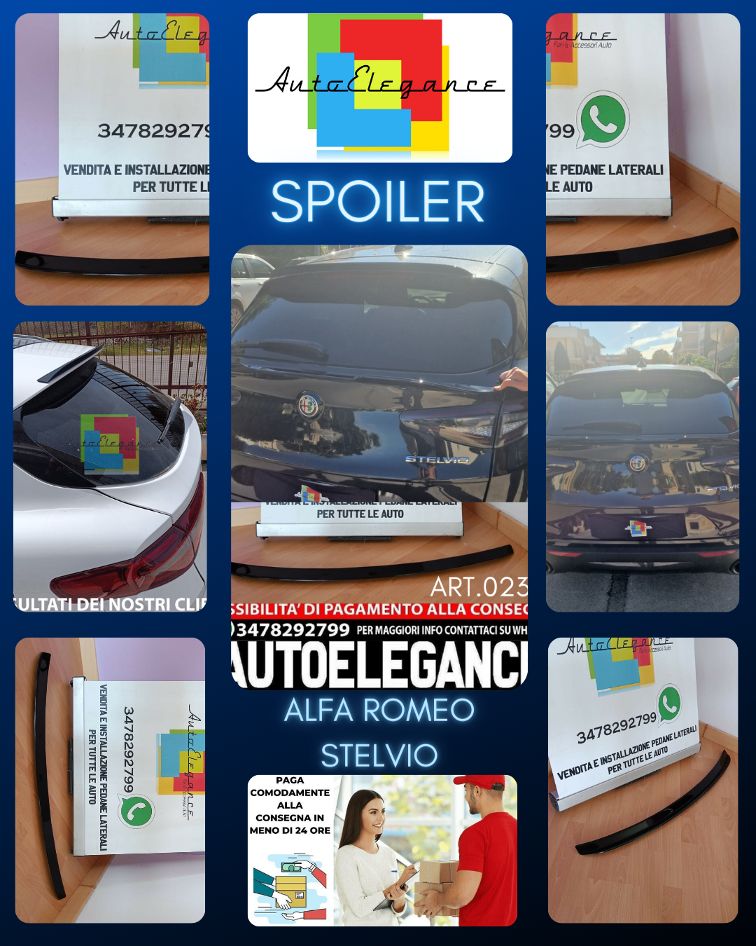 ALA AGGIUNTIVA ADATTA PER ALFA ROMEO STELVIO 2016-2022 ABS LOOK NERO LUCIDO