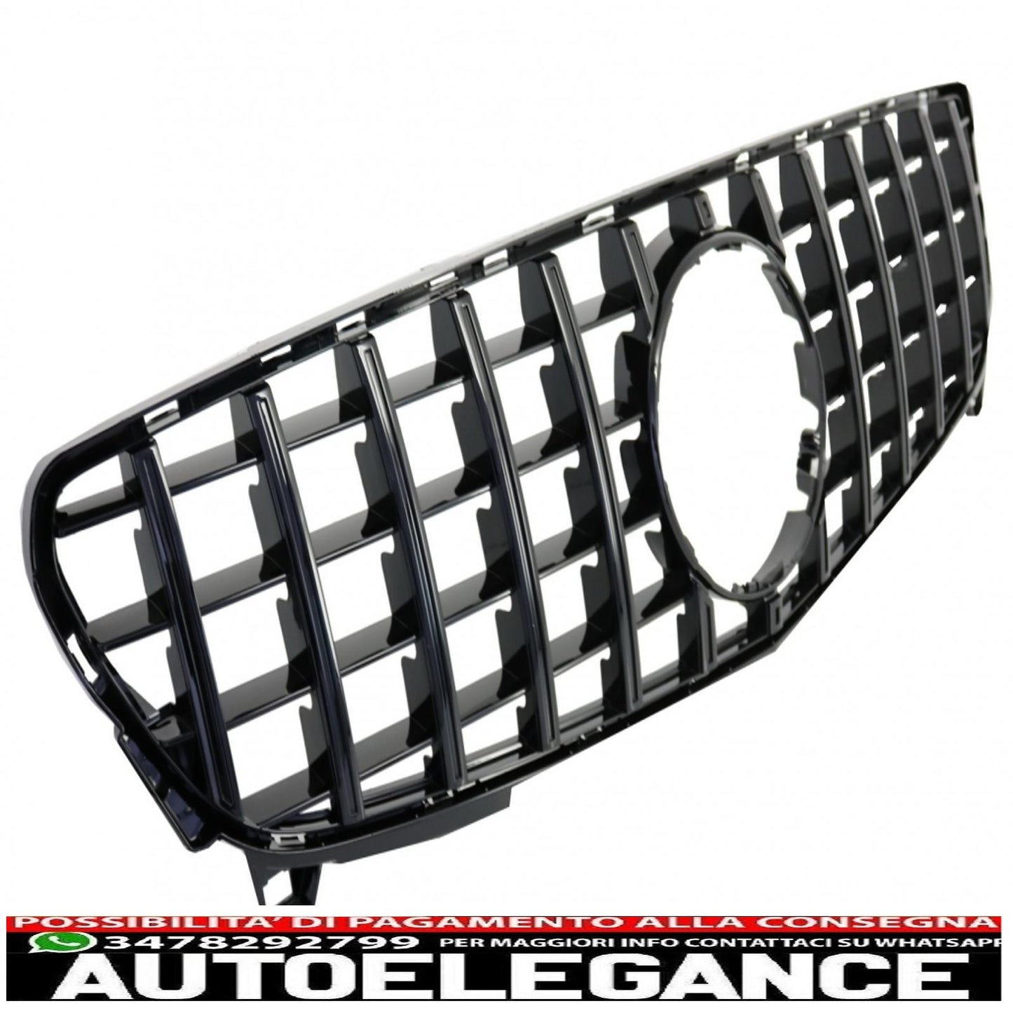 central grille suitable for mercedes a-class w176 restyling (09.2015-2018) a45 gt-r design panamericana all black