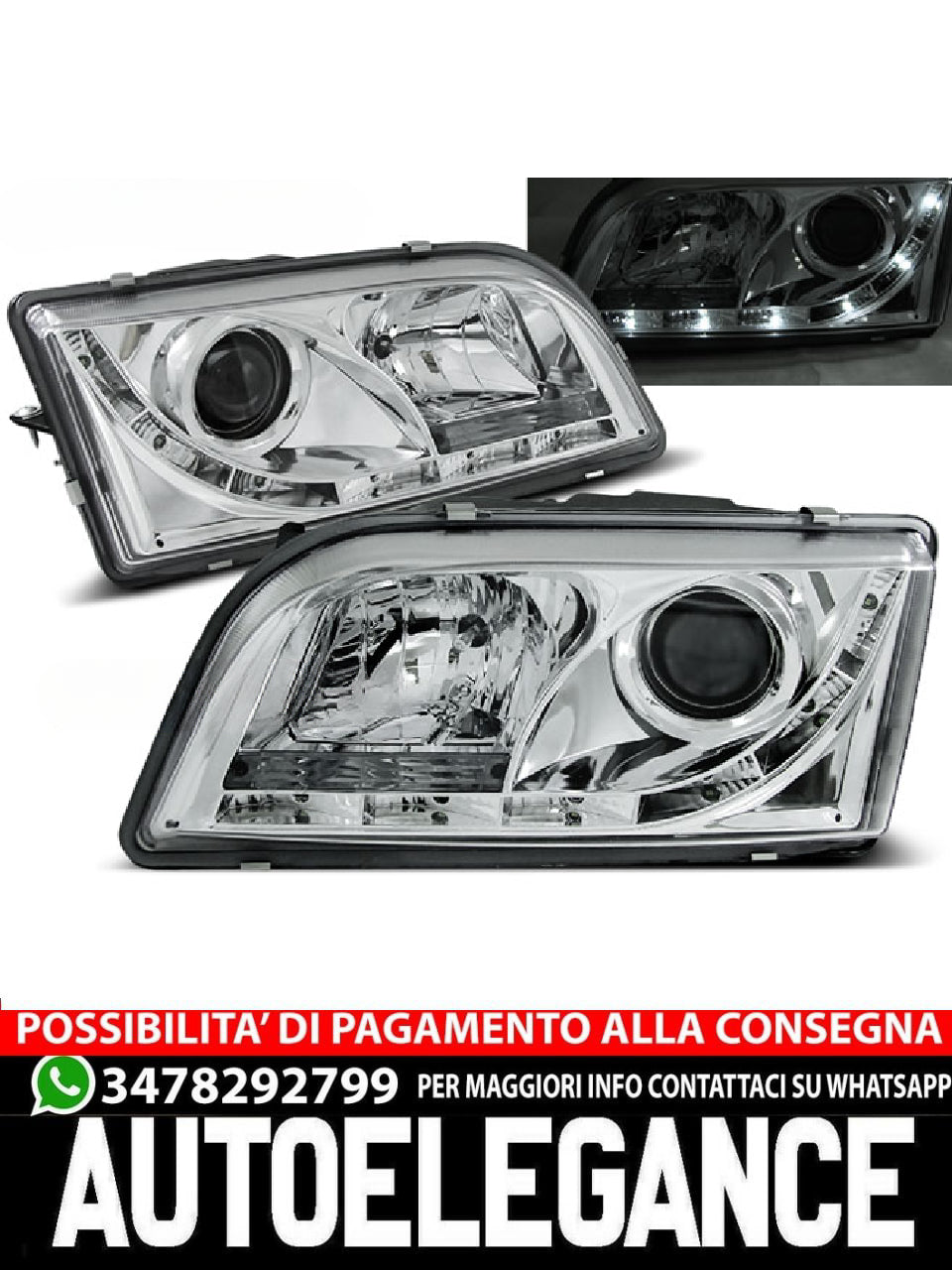 FARI ADATTI PER VOLVO S40/V40 02.96-12.03 LUCE DIURNA CROMATA
