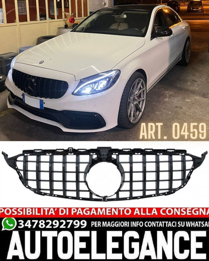 GRIGLIA ADATTA PER MERCEDES CLASSE C W205 2015-2018 NERO LUCIDO SENZA CAMERA GT
