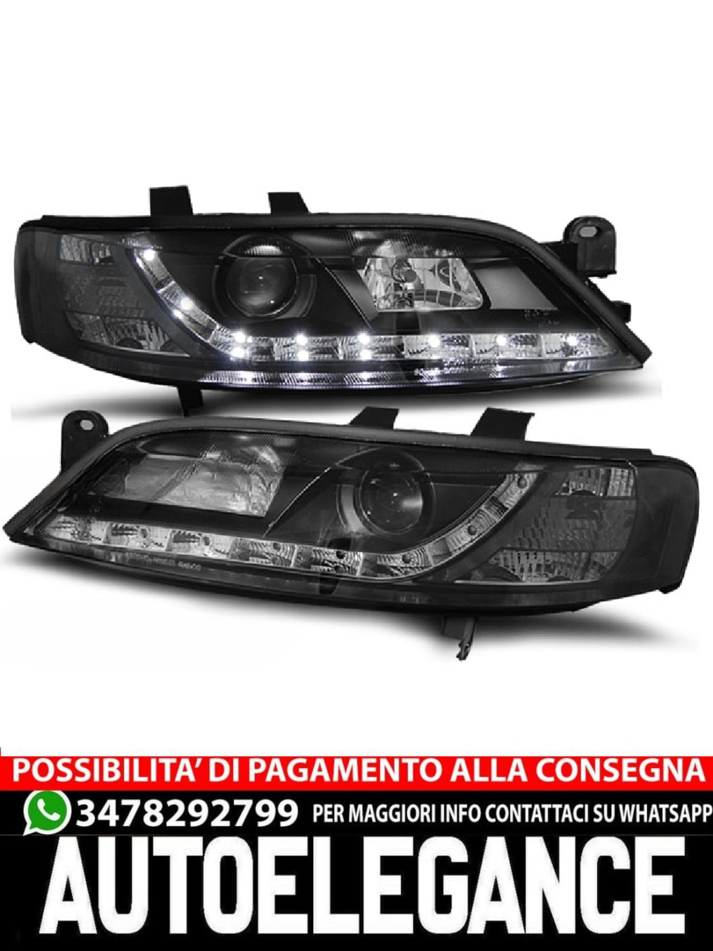 HEADLIGHTS FOR OPEL VECTRA B 11.95-12.98 BLACK DAYTIME LIGHT 
