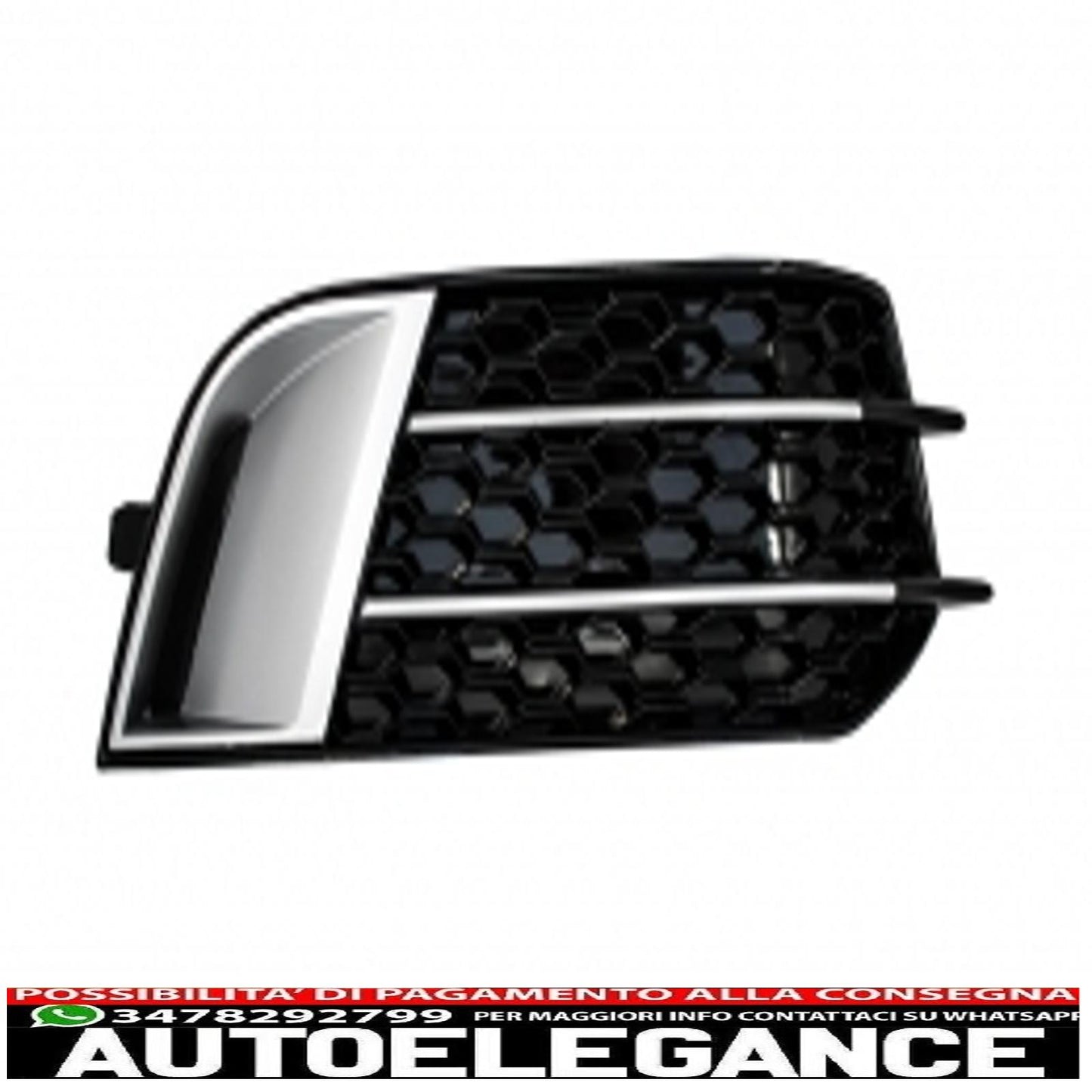 griglie laterali coperture fendinebbia adatte per audi a1 8x (2010-2015) rs1 design nero con inserti in alluminio spazzolato