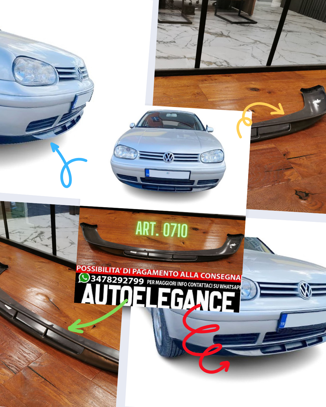 SOTTO PARAURTI ADATTO PER VW GOLF 4 LOOK VOTEX 40TH DESIGN GREZZO