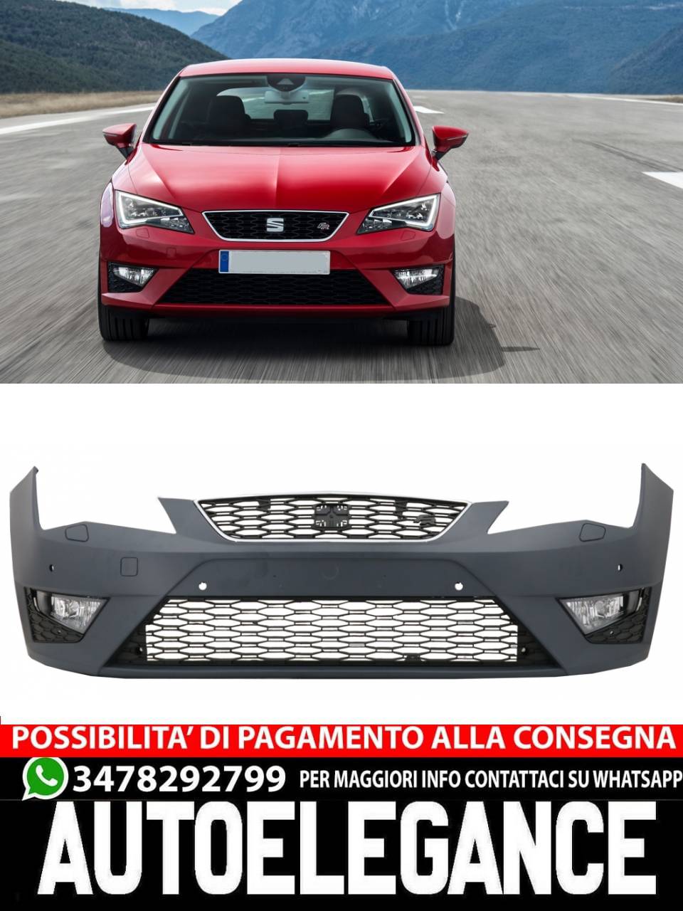 Paraurti anteriore con luci DRL adatto per Seat Leon 5F (2013-10.2016) FR Design