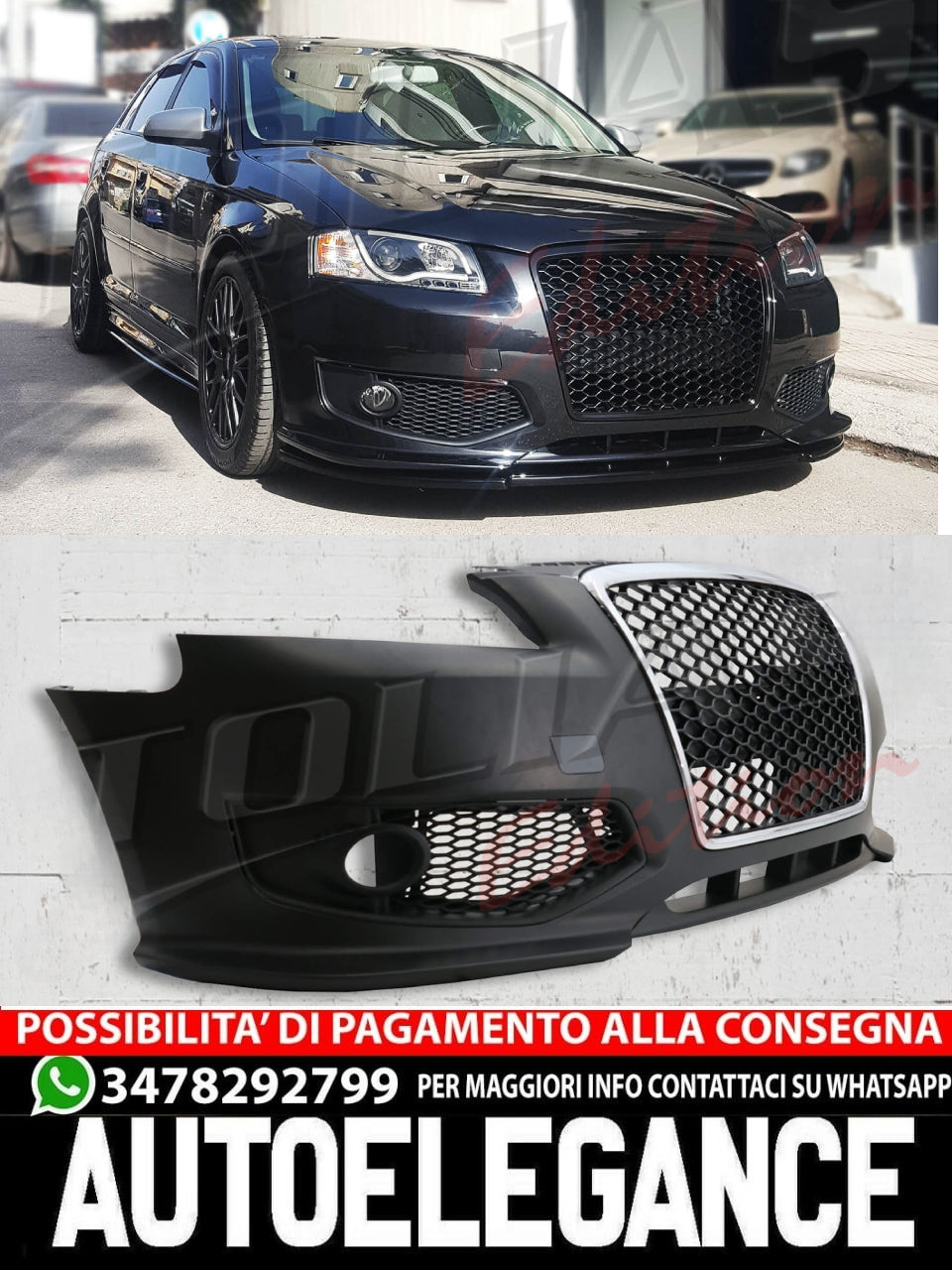 PARAURTI ANTERIORE ADATTO PER A3 8P 03-08 TIPO RS3
