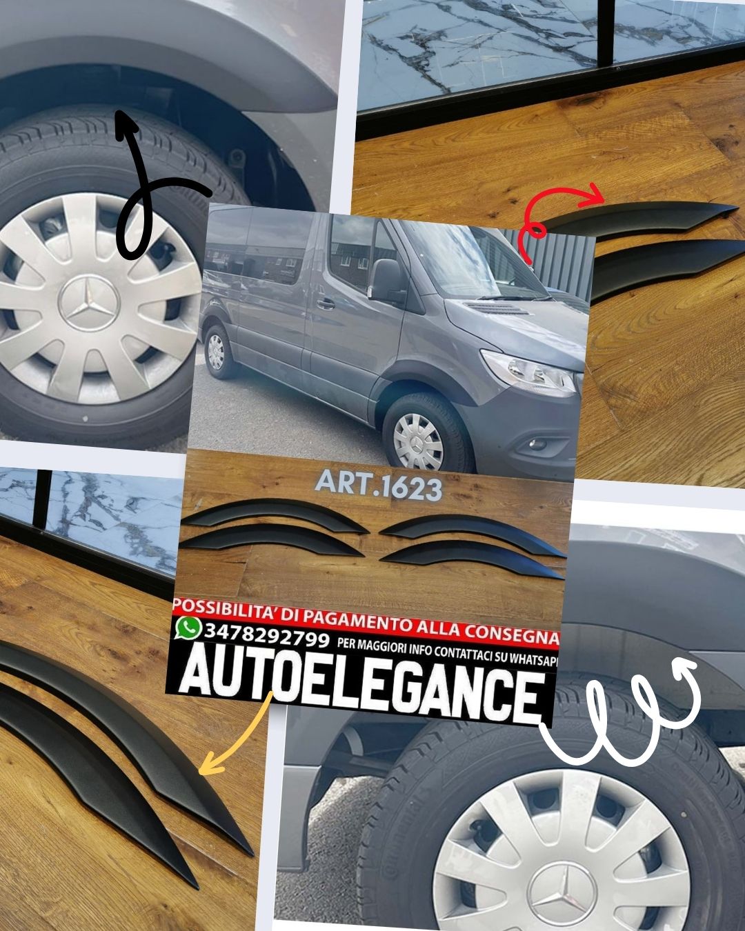 WIDENED MUDGUARDS SUITABLE FOR MERCEDES SPRINTER W907 2019+ MATT BLACK LOOK