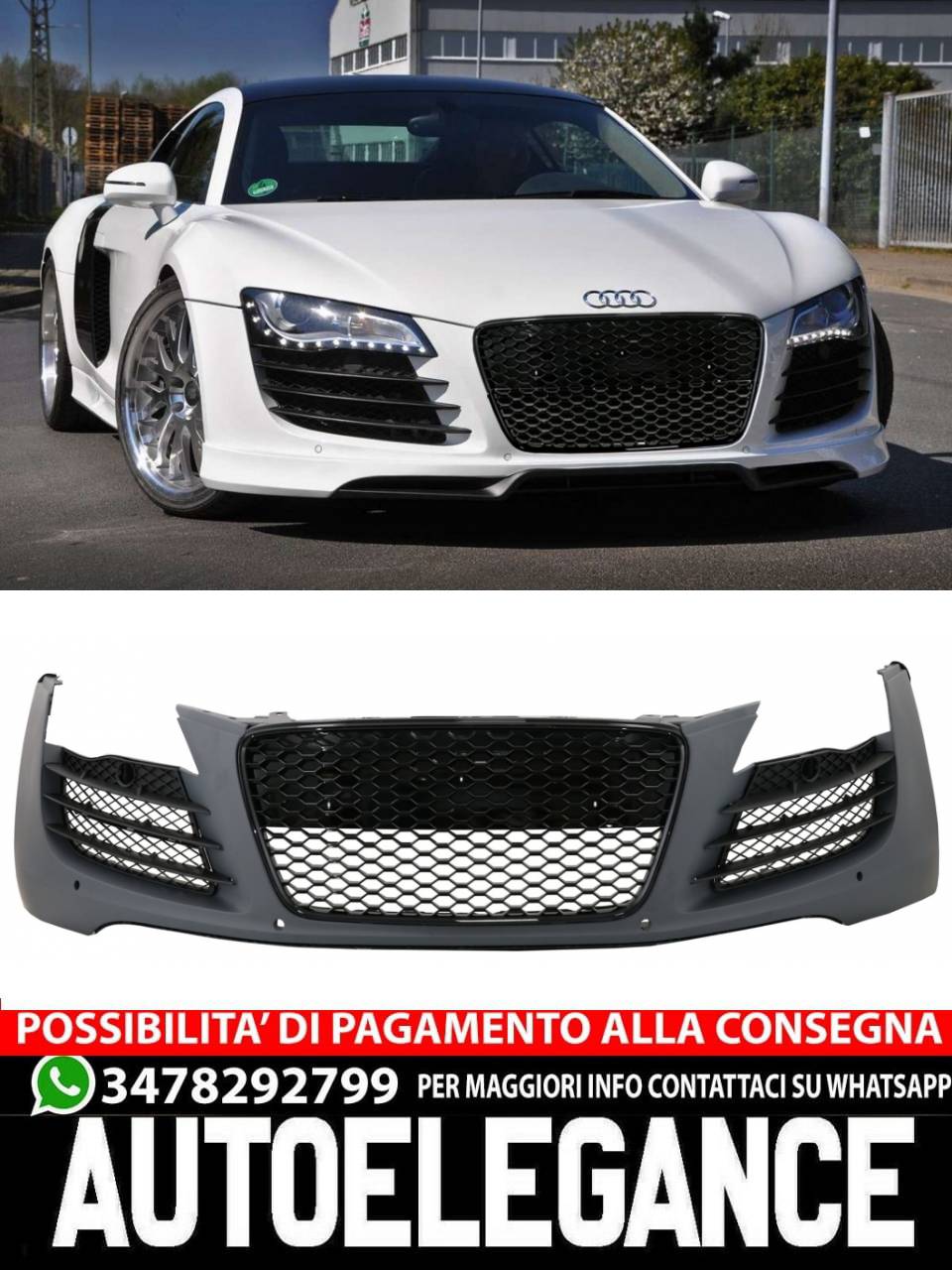Front bumper suitable for Audi R8 (2007-2012) RS Sport Design