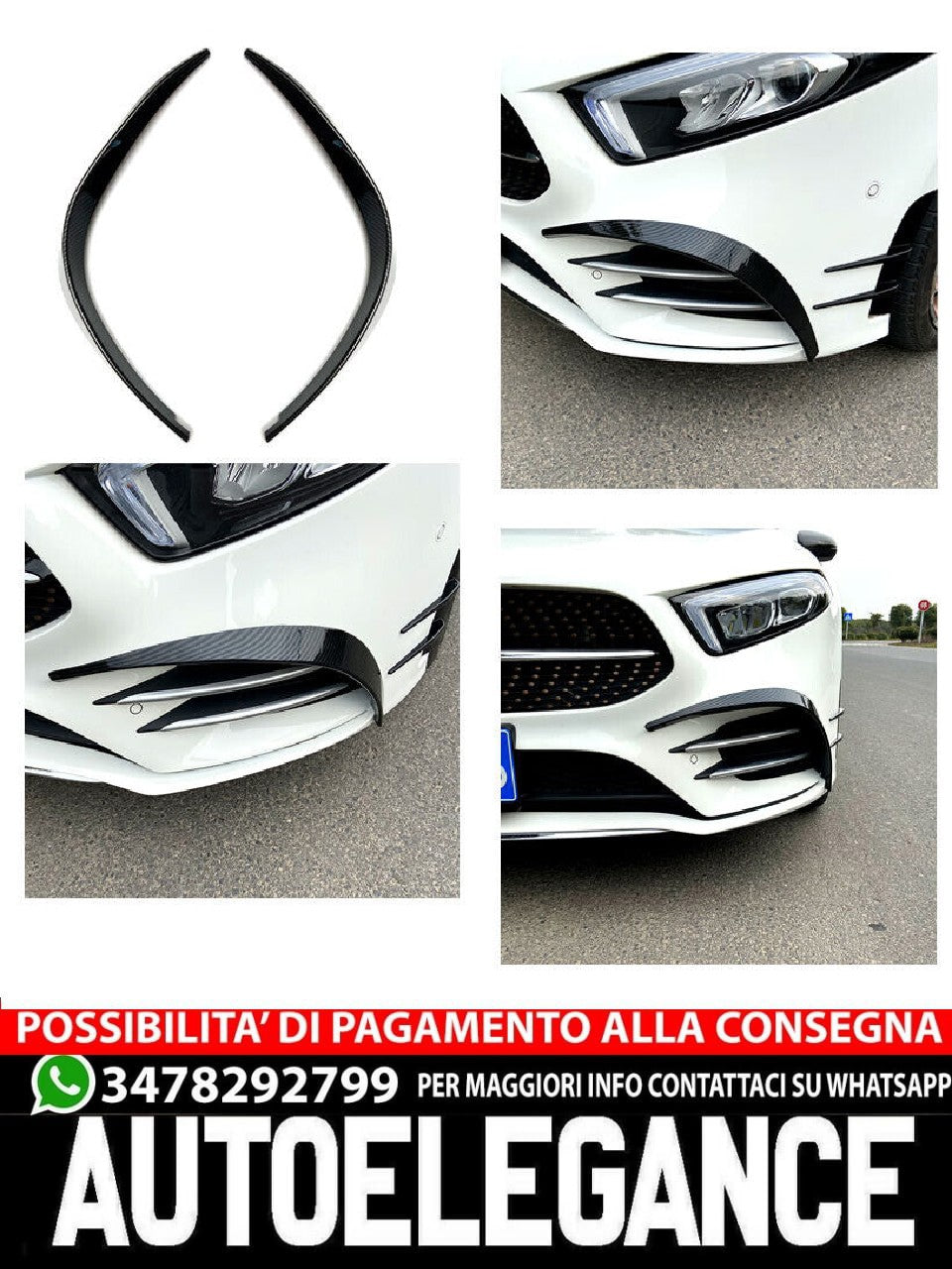 Adatto per Mercedes W177 Classe A anteriore AMG OTTICA AERO FLAPS OTTICA CARBONI