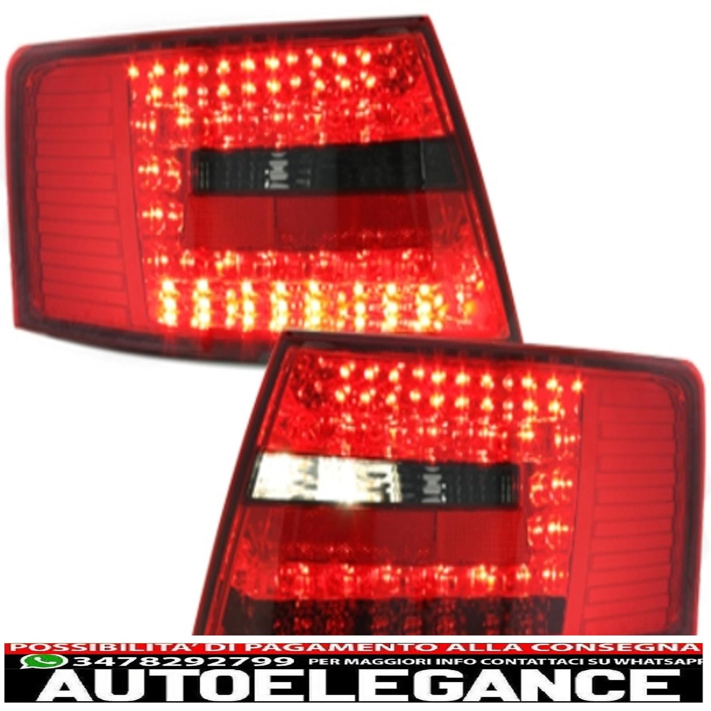 led rear lights suitable for audi a6 4f lim. 04-08 red/smoke - ra19elrs