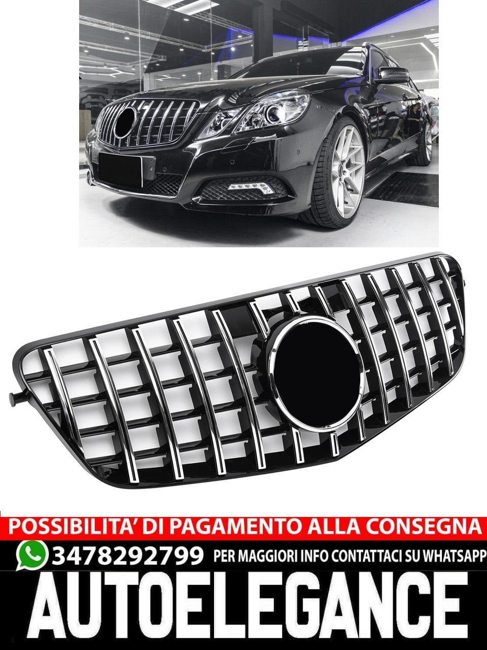 Sports grille for Mercedes W212 PREFACELIFT CHROME PANAMERICANA LOOK 