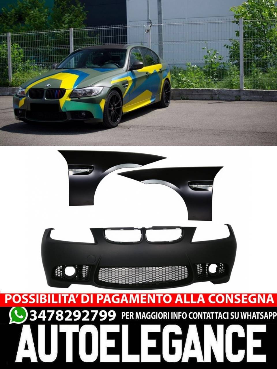 Paraurti anteriore adatto per BMW Serie 3 E90 Berlina E91  (2004-2008)