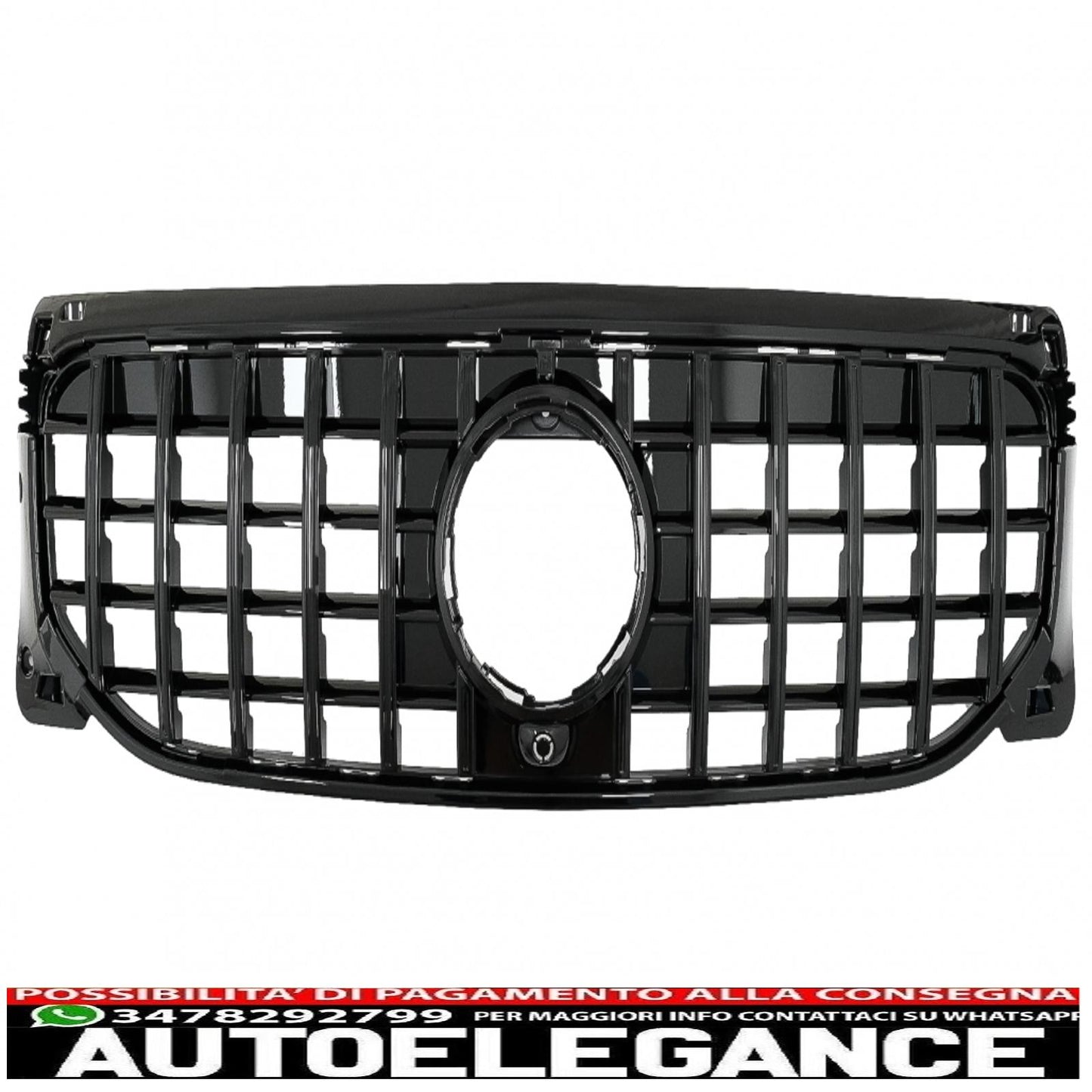 front grill suitable for mercedes glb class x247 (2019-up) gt-r panamericana design piano black 