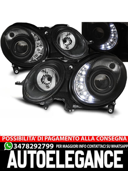 FARI ANTERIORI DAYLIGHT NERO adatti per MERCEDES W211 E-KLASA 05.06-09