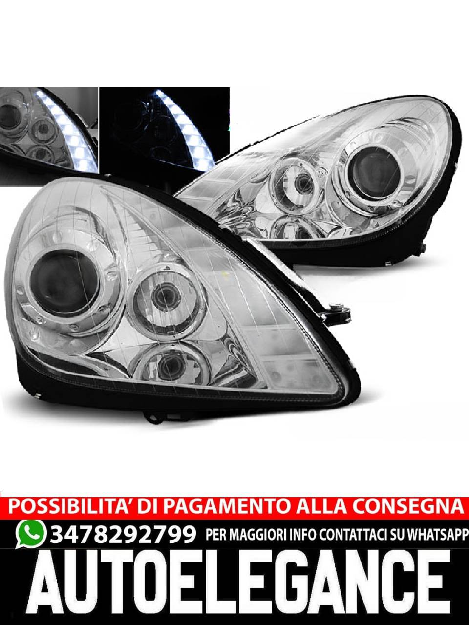 CHROME HEADLIGHTS for MERCEDES R171 SLK 04-11 