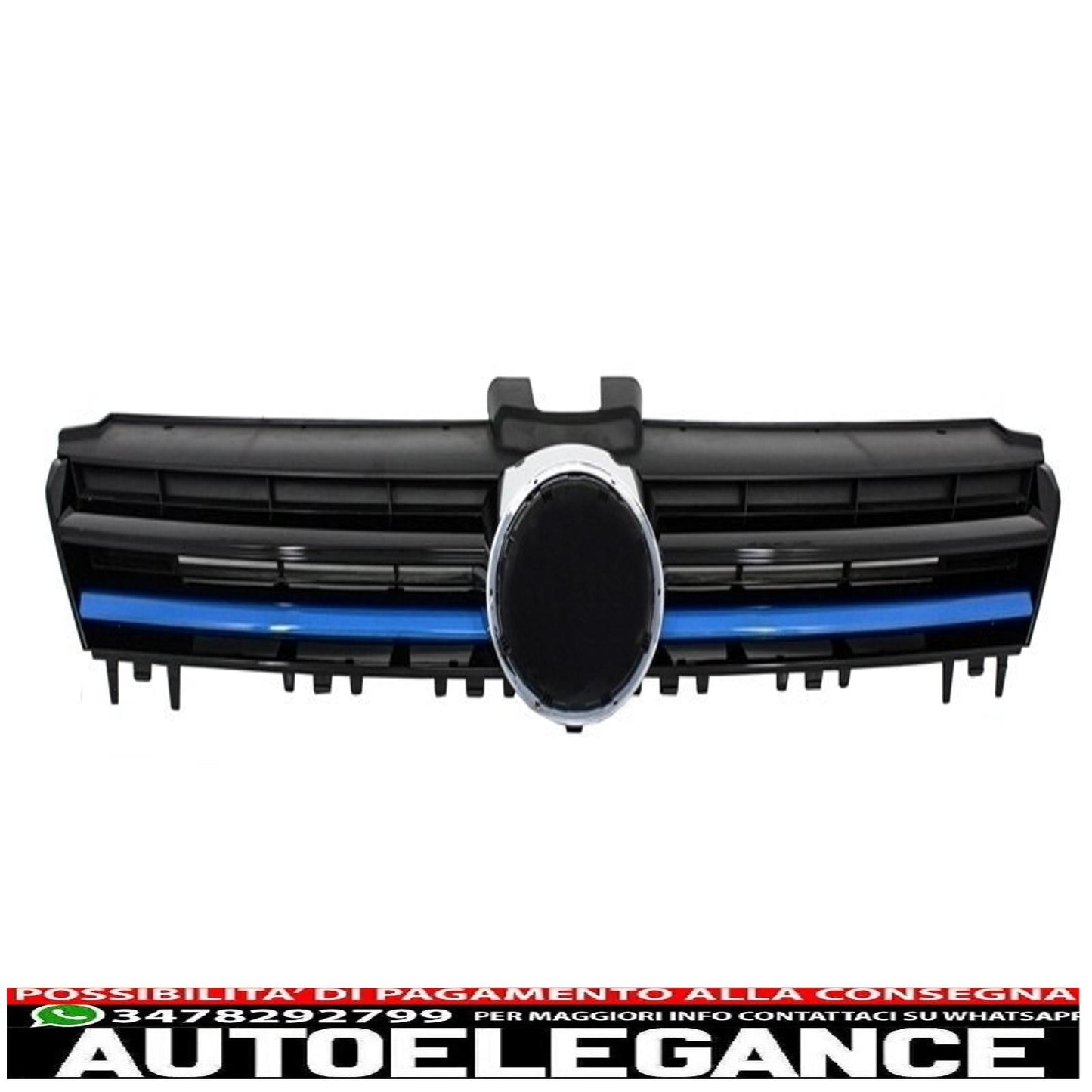 headlights with central grille suitable for vw golf 7 vii (2012-2017) gte design blue inserts and dynamic sequential light leds 