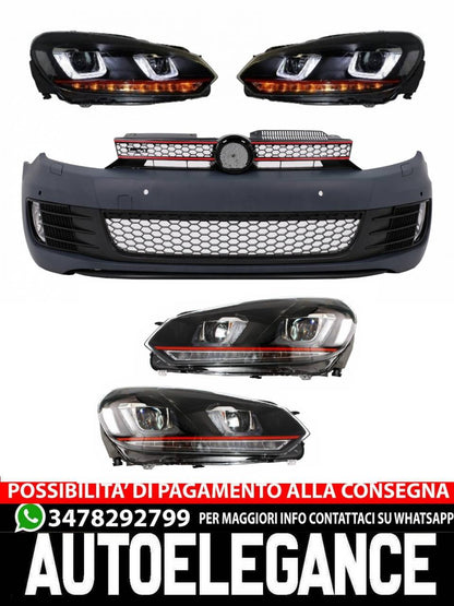Front bumper suitable for VW Golf VI 6 (2008-2013) GTI Look with Golf 7 headlights 