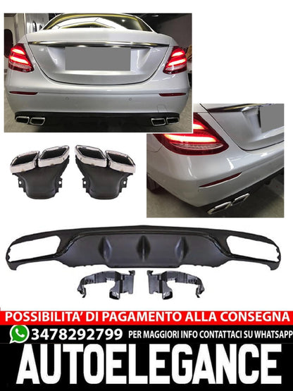 Per Mercedes E-KL. W213 Diffusore Pre-Facelift + Maschere Scarico (CROMATE) E63