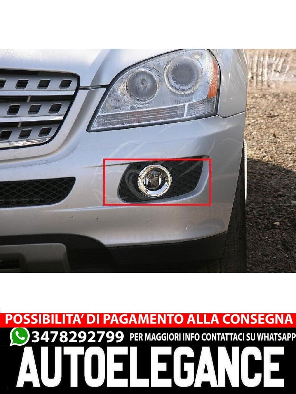 FOR W164 ML UNTIL 08/2008 WITHOUT FOLDING LIGHT CHROME FRAME FOG LIGHT MASK 