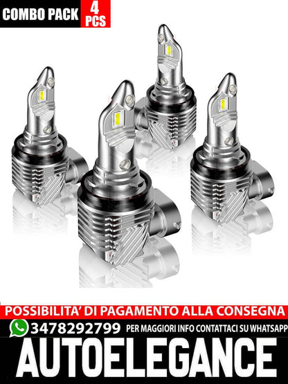 4pc H9 H11 COB LED Fari Lampadine Abbaglianti & Anabbaglianti Combo 6000K